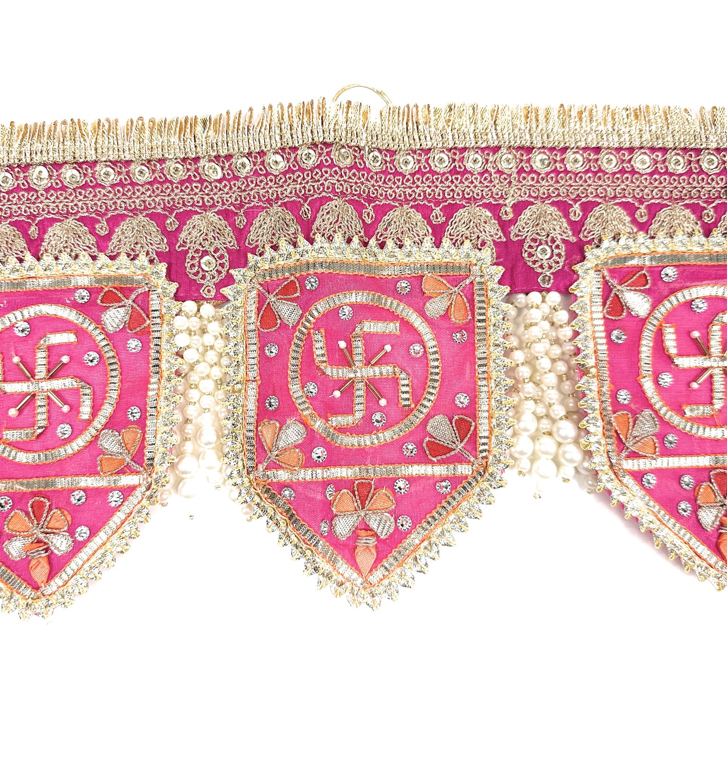 Handcrafted Door Hanging | Premium Toran | Bandanwar | Pooja Door Hanging for Diwali, Housewarming | Unique Gift for Auspicious Occasions (Pink Gota Patti)